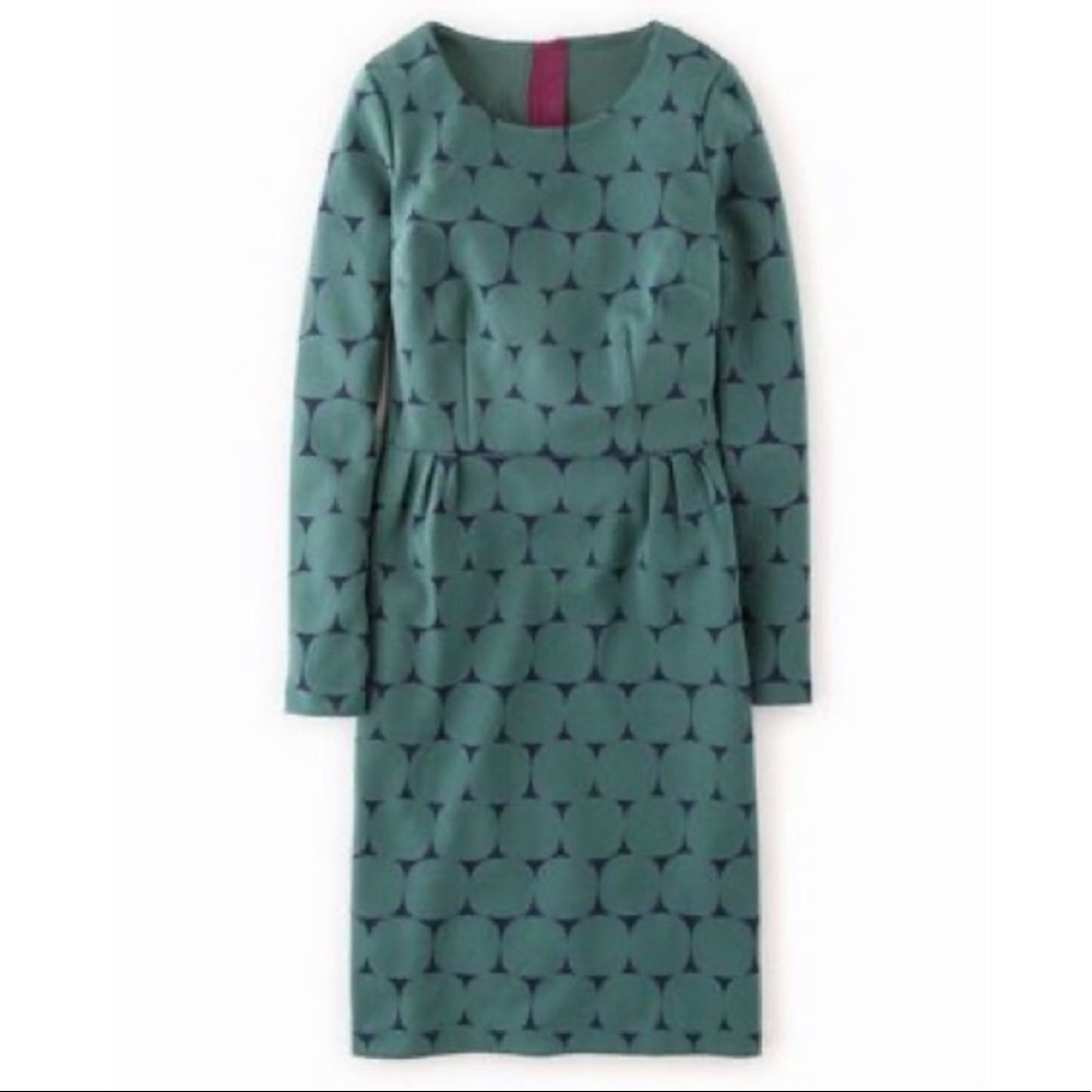 Boden Geo Print Ponte Dress 4 Regular Green Shift (G)